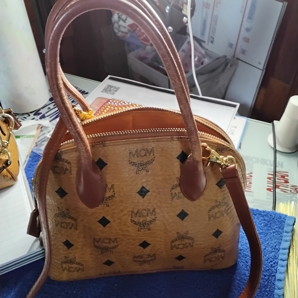 MCM Brown and Tan Shoulder Bag